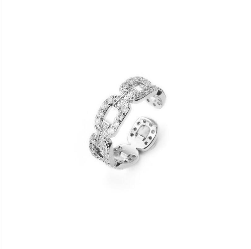 Sparkling Chain Silver SP 1.0 Cts Cubic Zirconia Adjustable Ring