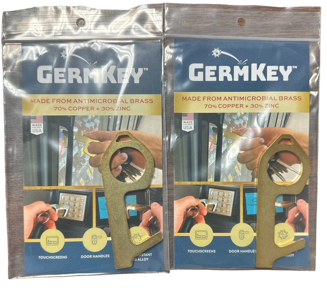 2 Pack No Touch Door Opener Tool Antimicrobial Brass 70%Copper 30%Zinc
