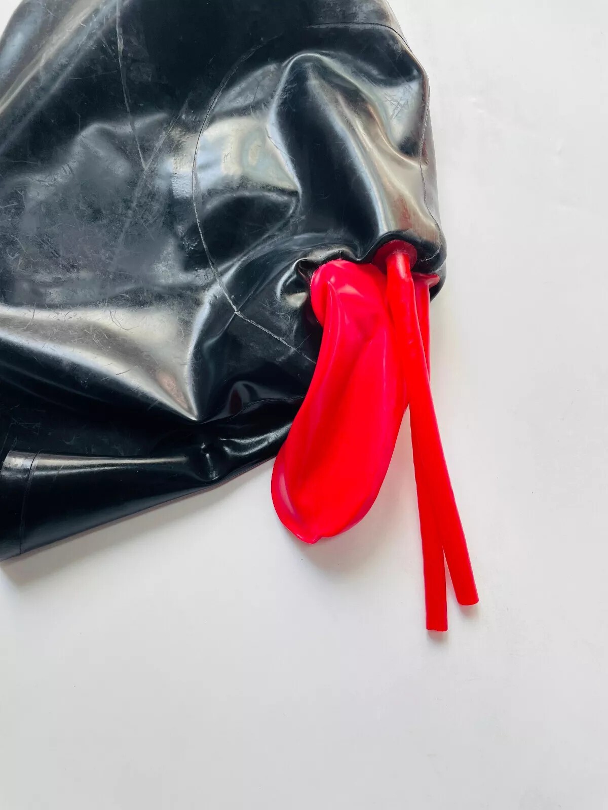 US Latex Hood Back Zipper Rubber Mask w/ Mouth Tube Condom&15cm Nose Tube 0.4mm