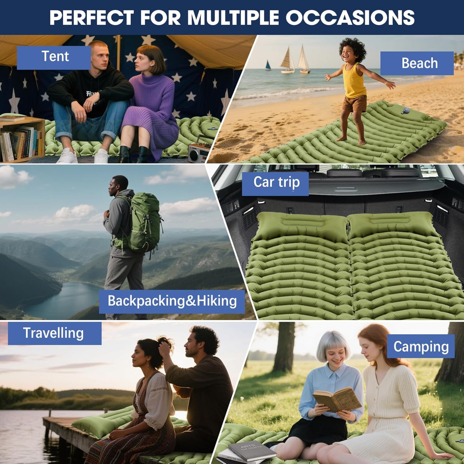 Ultralight Camping Sleeping Pad with Pillow and Pump
