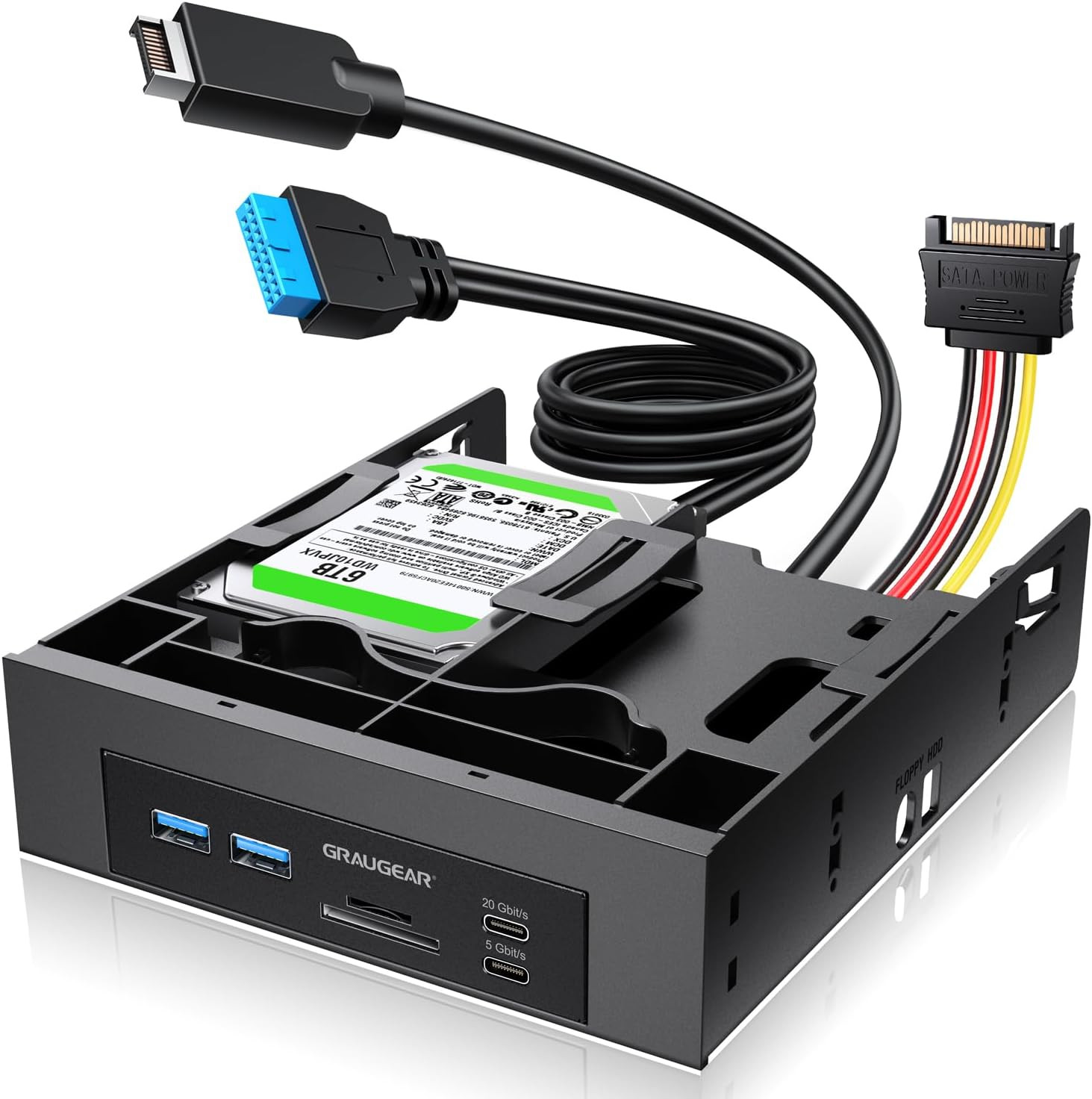 5.25” Front Panel USB Hub, Internal Sd/Microsd Card Reader for Desktop
