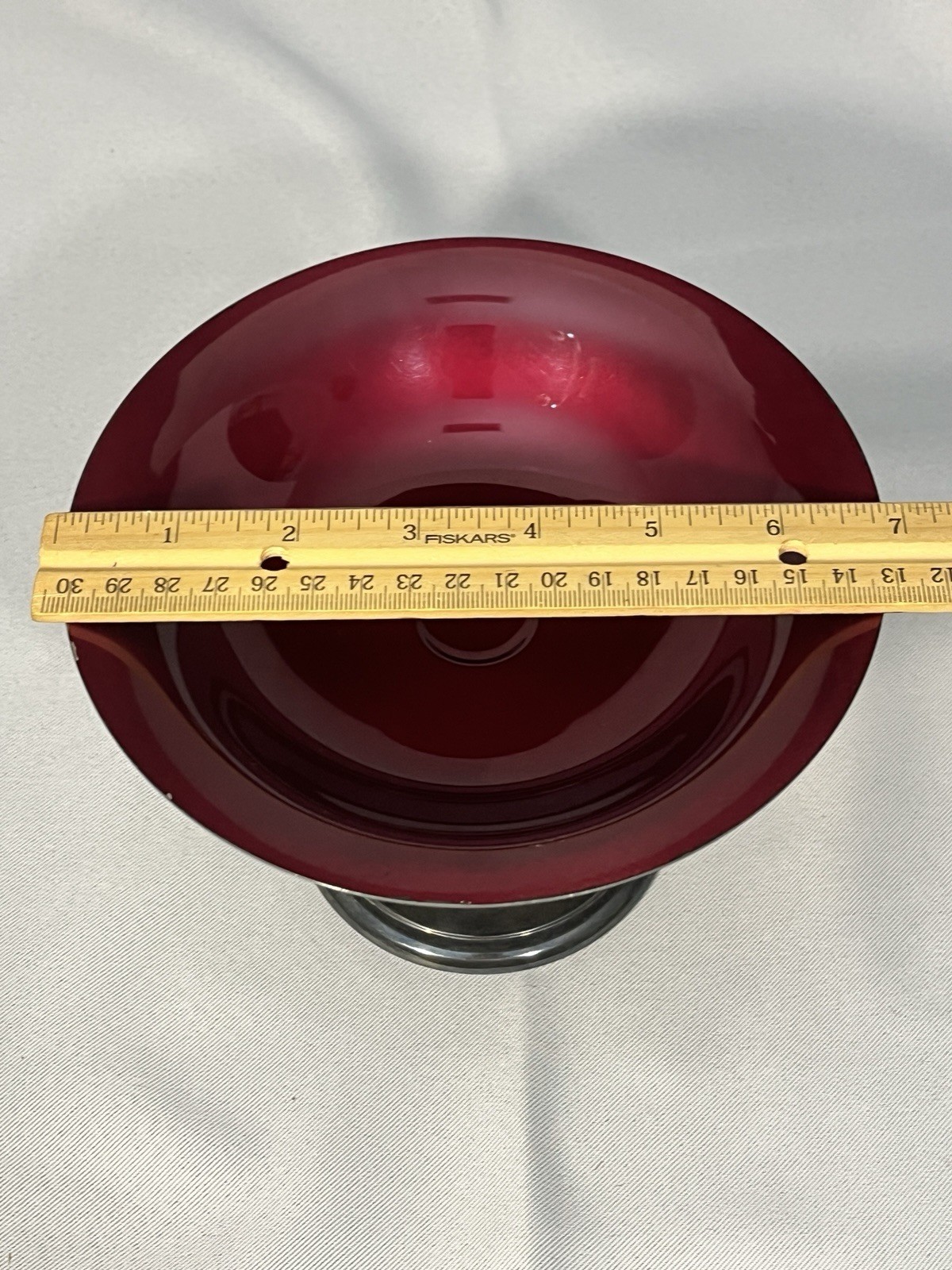 Reed & Barton 141 Red Enamel on Silverplate Footed Compote Dish