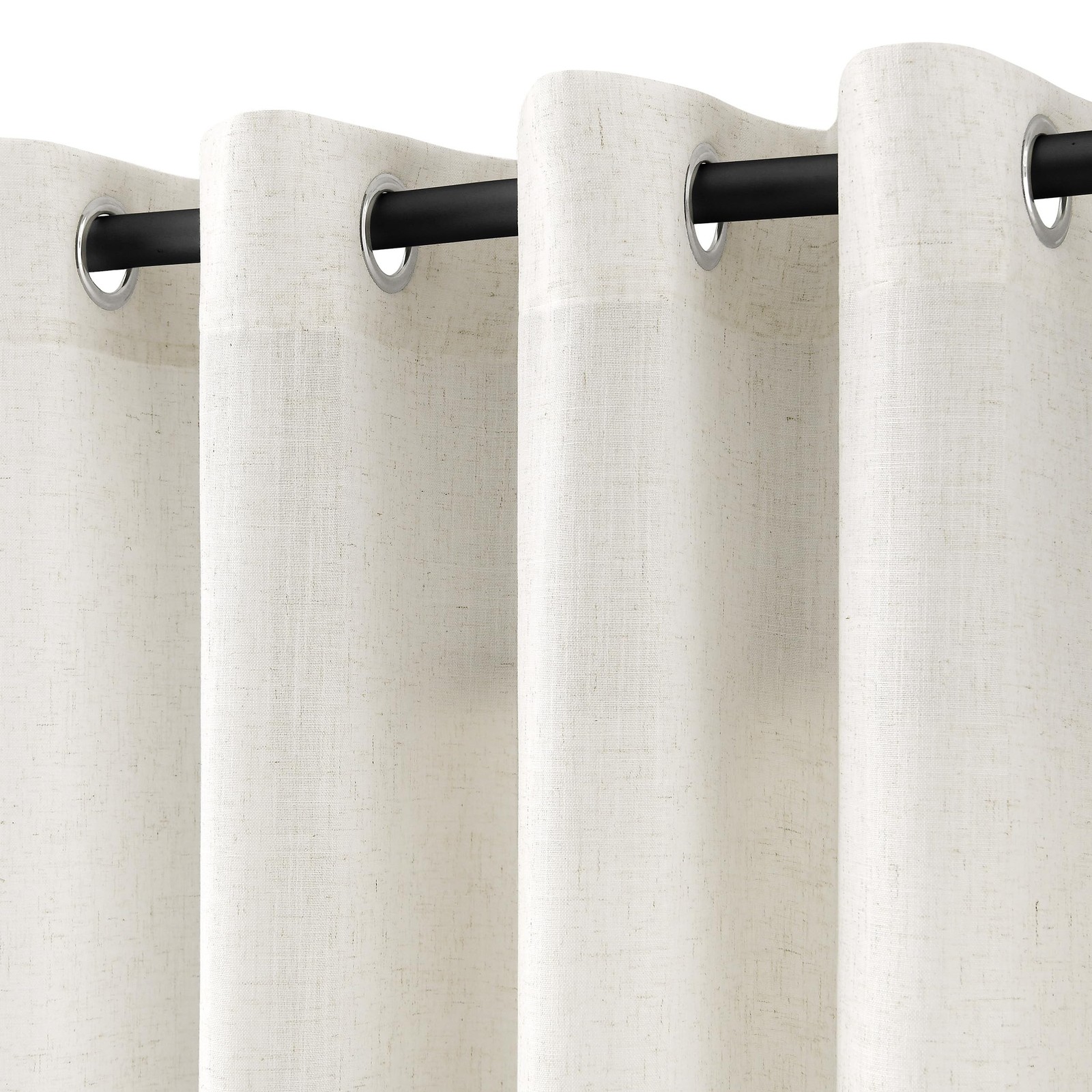 Natural Cream Linen Curtains 102 Inches Long for Living Room Grommet Light Fi...