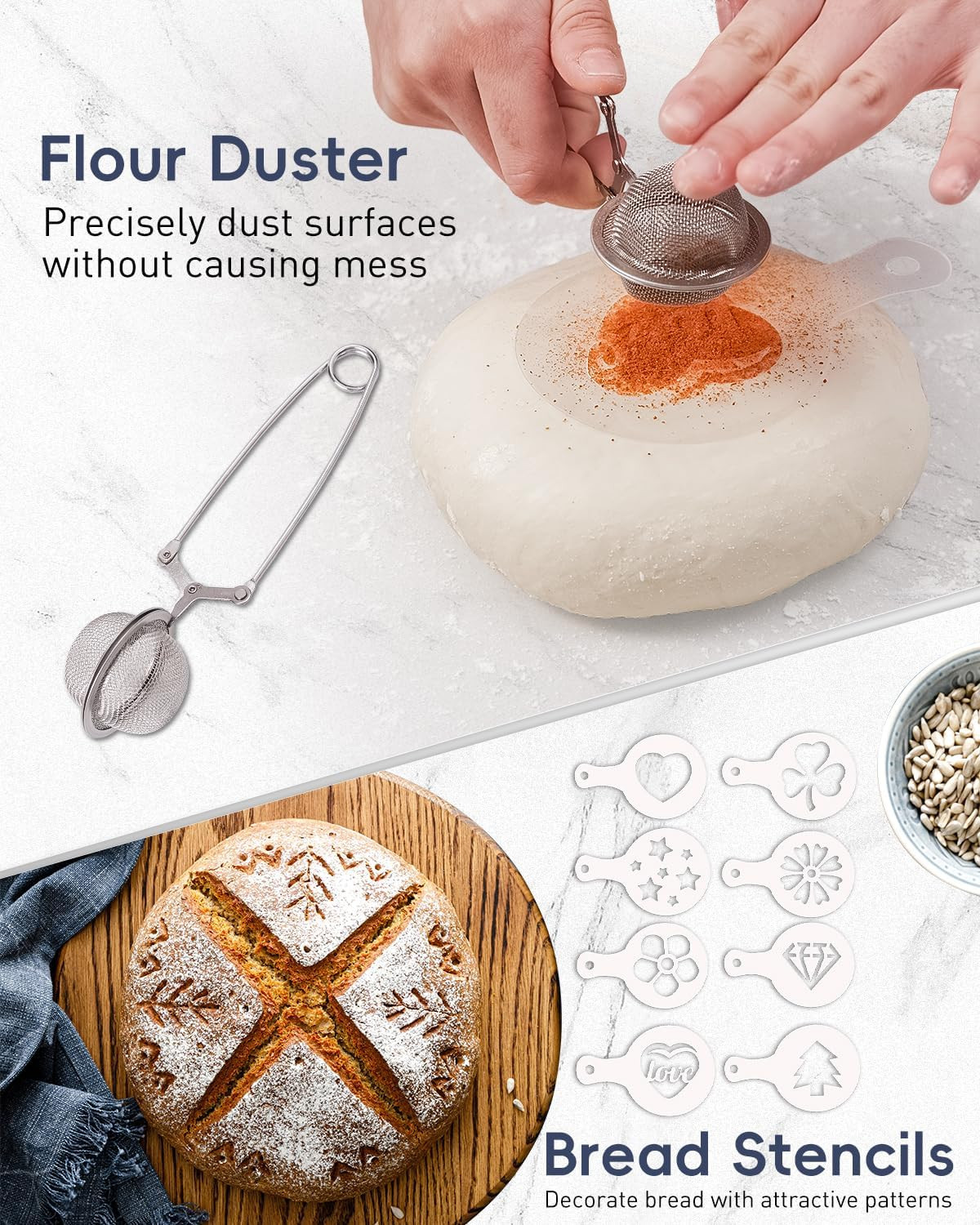30-Pcs Sourdough Bread Baking Supplies Starter Kit Including 9 Inch Round
