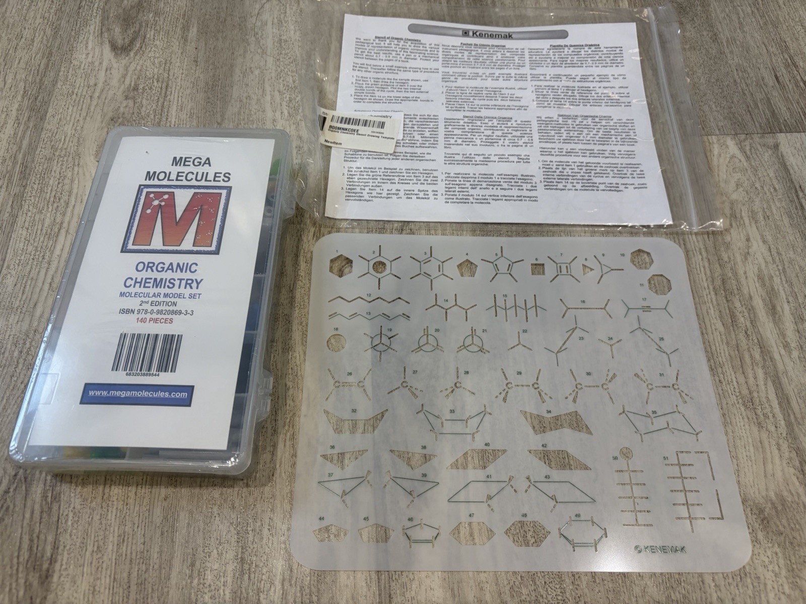 NEW Mega Molecules Organic Chemistry molecular model set AND Stencil  Template