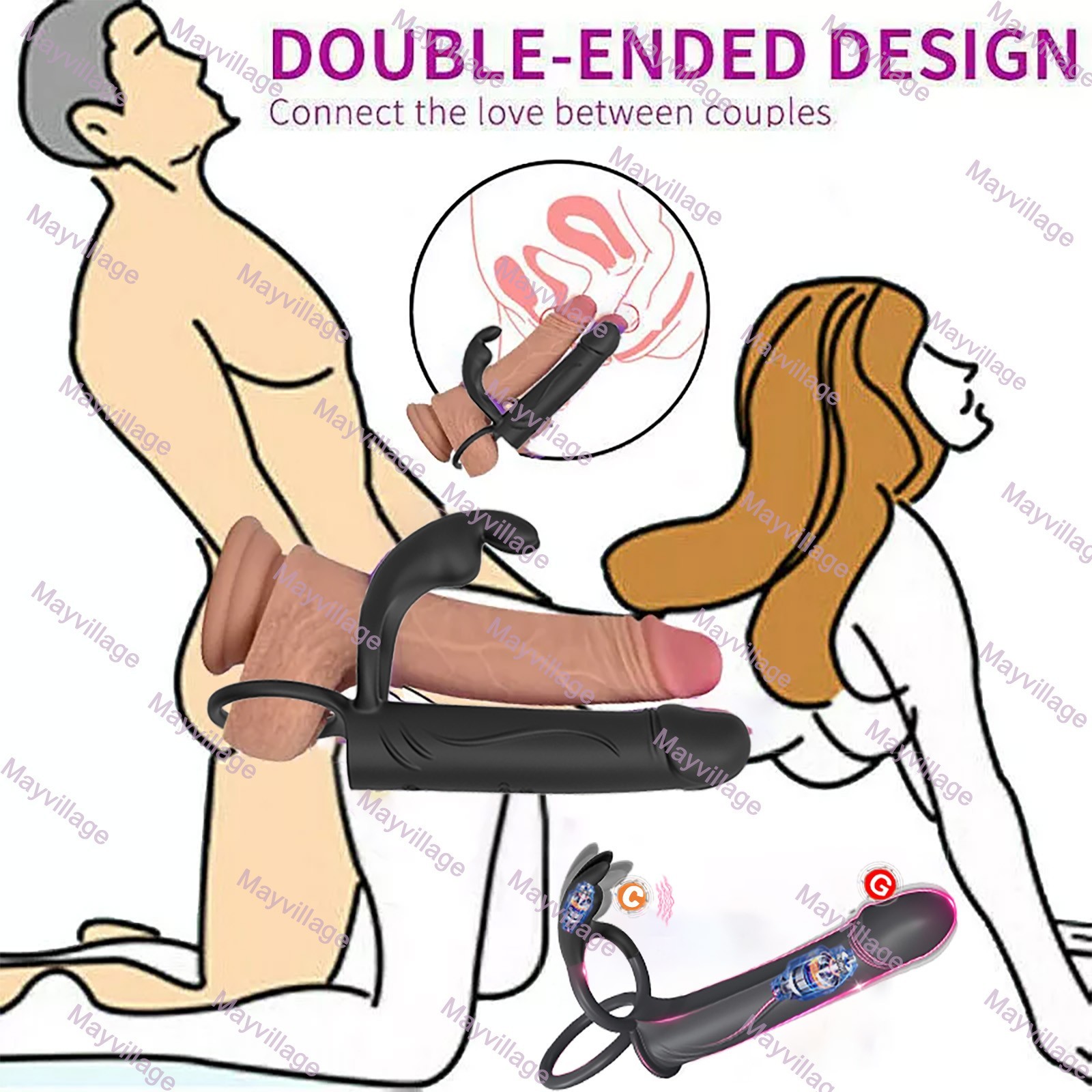 Men Penis Cock Ring Vibrator G-spot Dildo-Massager Sex Toys For Women-Couples