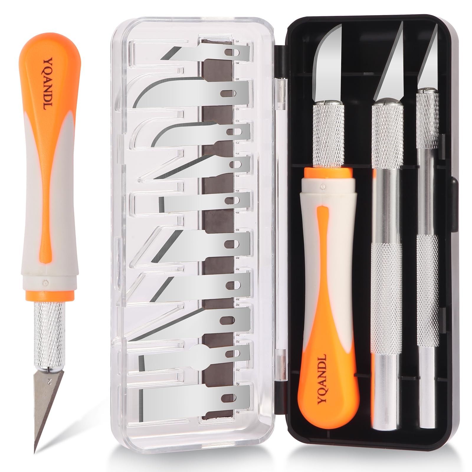 16-Piece Exacto Knife Set: 3 Hobby Knives &13 Industrial-Grade SK5 Steel Blad...