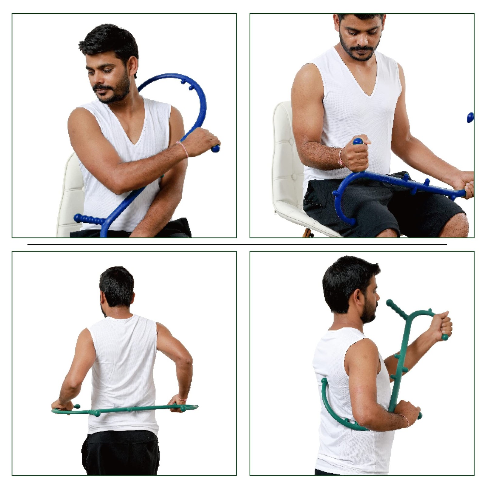 Shrdaepe 2 Pack Massage Trigger Point Cane, Body Deep Tissue, Blue & Green
