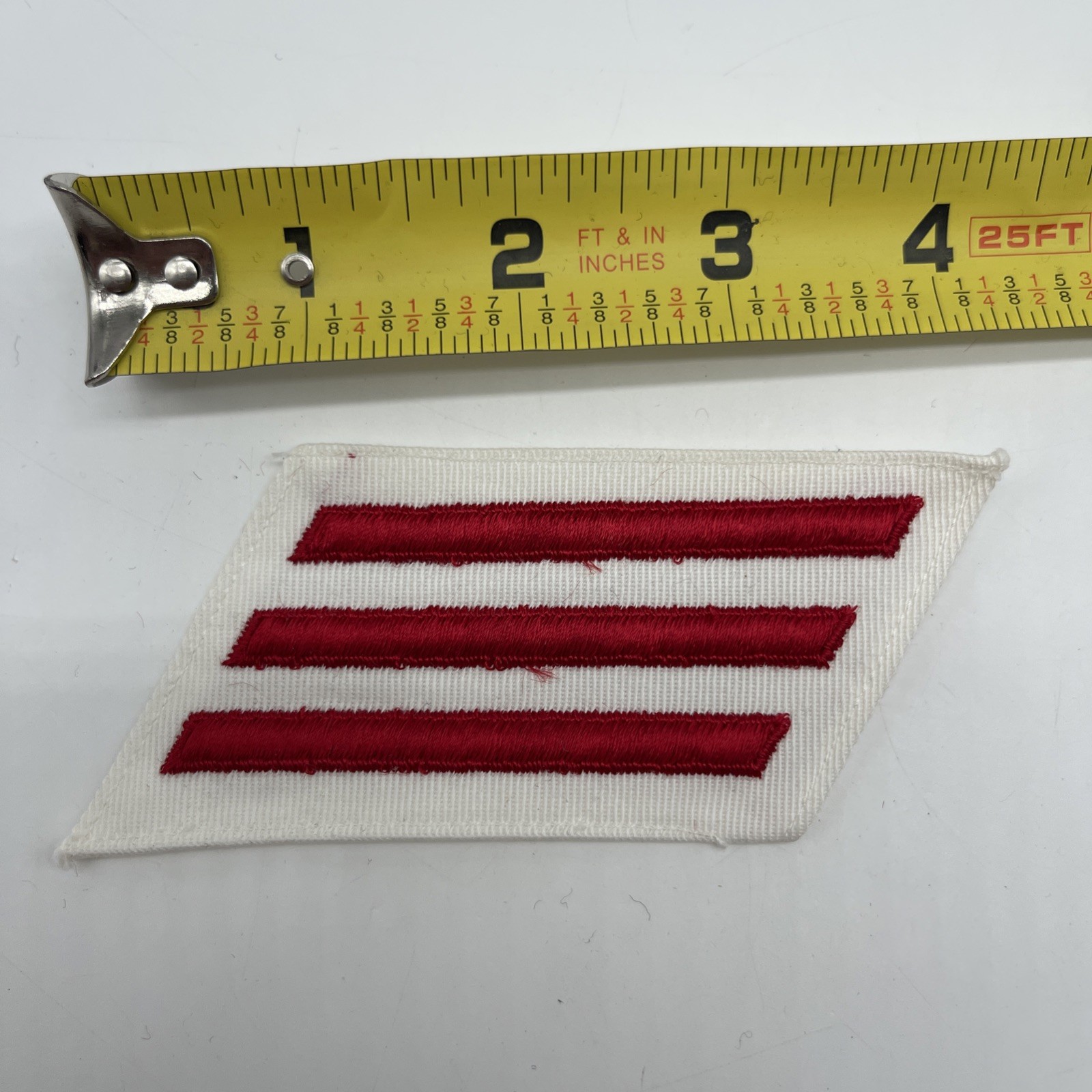 US Military Navy Seaman 1st Class Fireman Rank Summer 3 Stripe Patch Red White