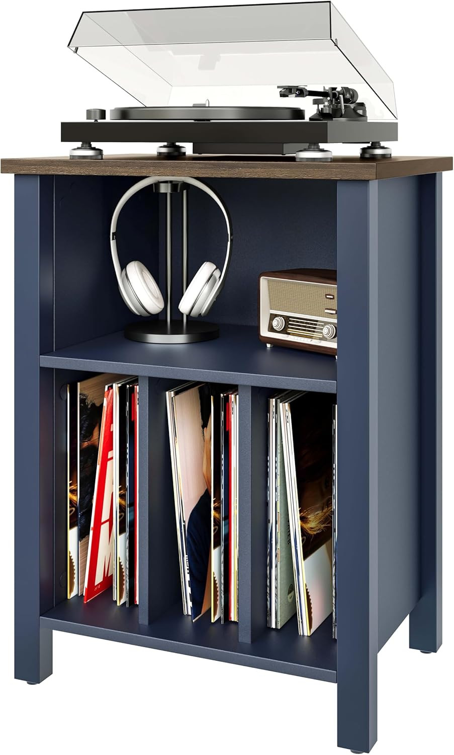 Record Player Stand, Vinyl Record Storage Table End Table with Display Shelf Hol