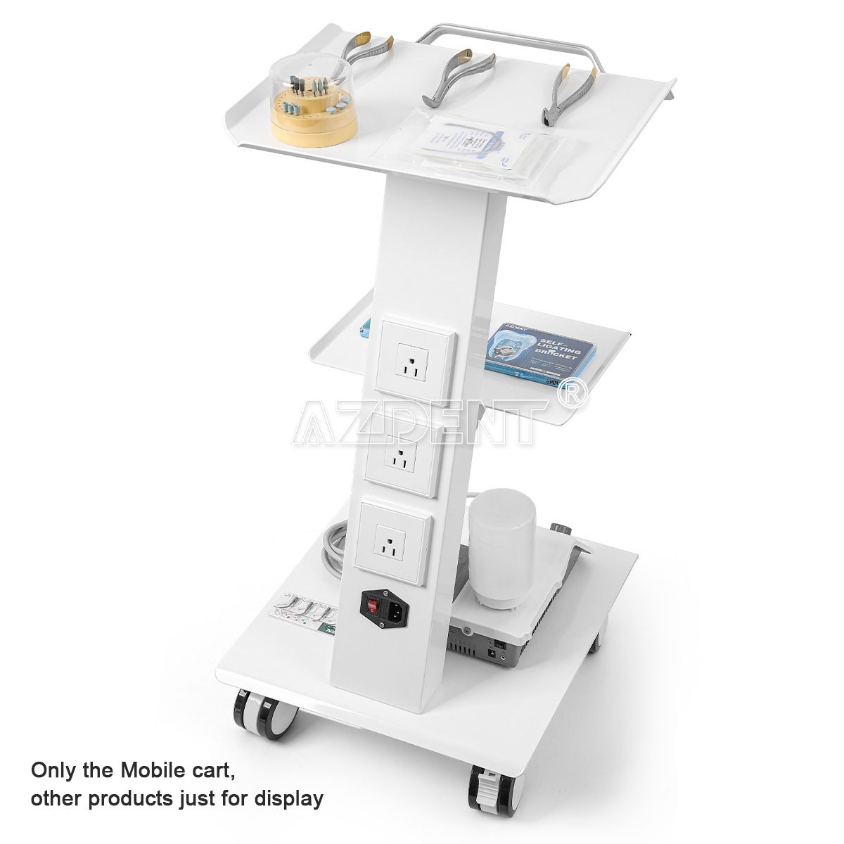 3-Layer Dental Lab Trolley Mobile Medical Cart /Multi-Function Trolley Cart