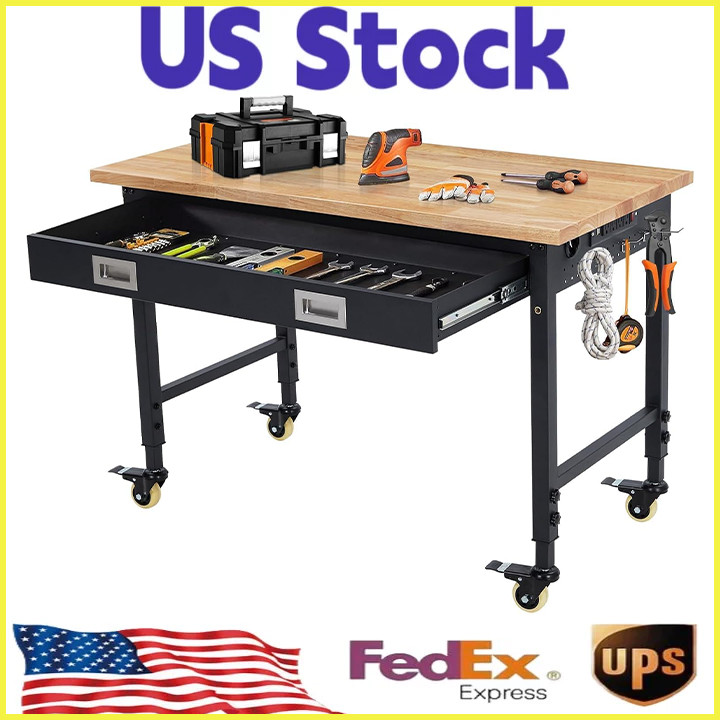 ✨48x24 Workbench,Professional-Grade Mobile Table with Power Outlets&Storage Draw