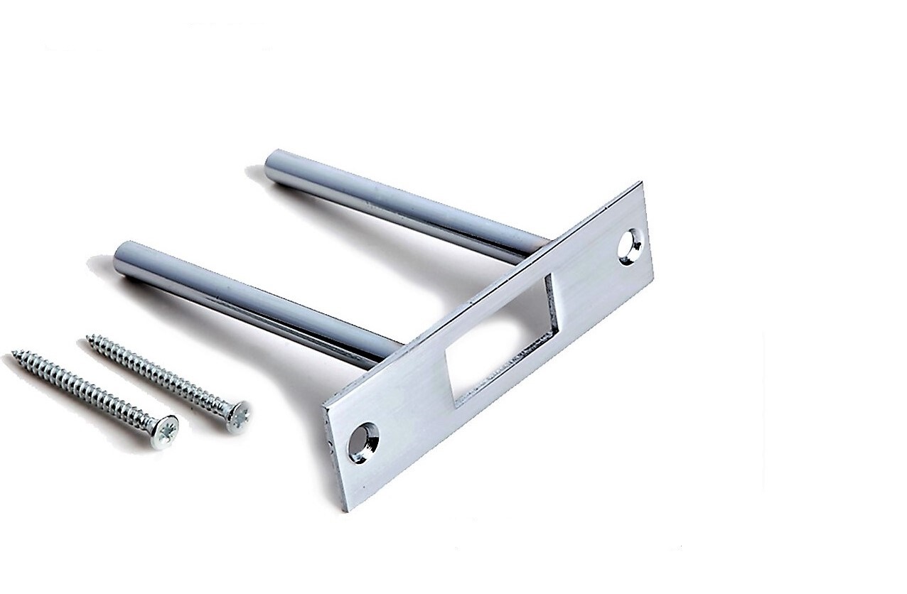Home Security Door Reinforcement | Two Post Strike Plate | Satin Nickel