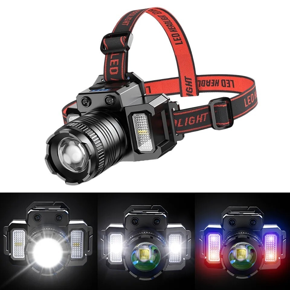 Super Bright LED Headlamp Flashlight USB Rechargeable Headlight Waterproof Lamp