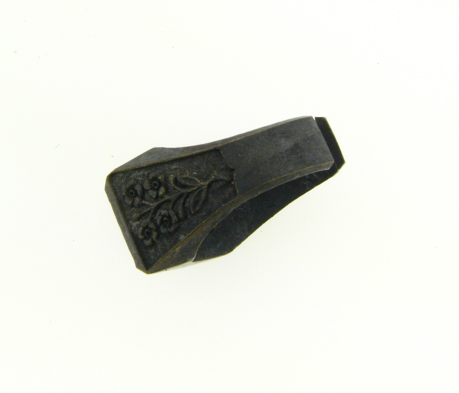 Vintage Oxidized Brass Solid Chunk Unfinished Floral Embossed Ring Setting