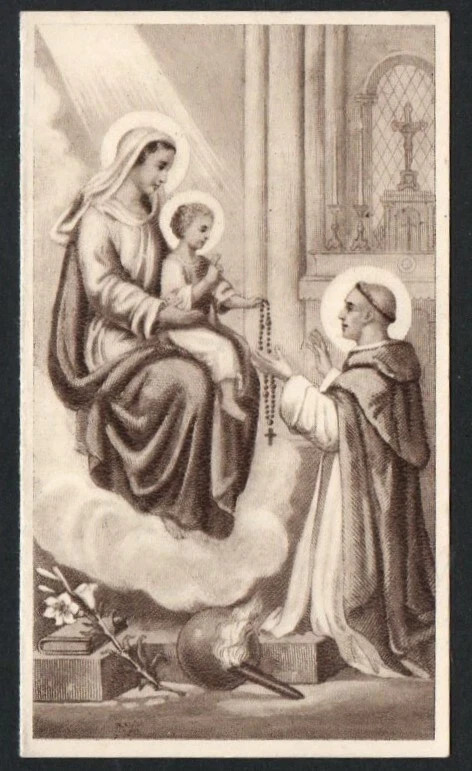 Holy card antique of Virgin del Rosario santino image pieuses estampa