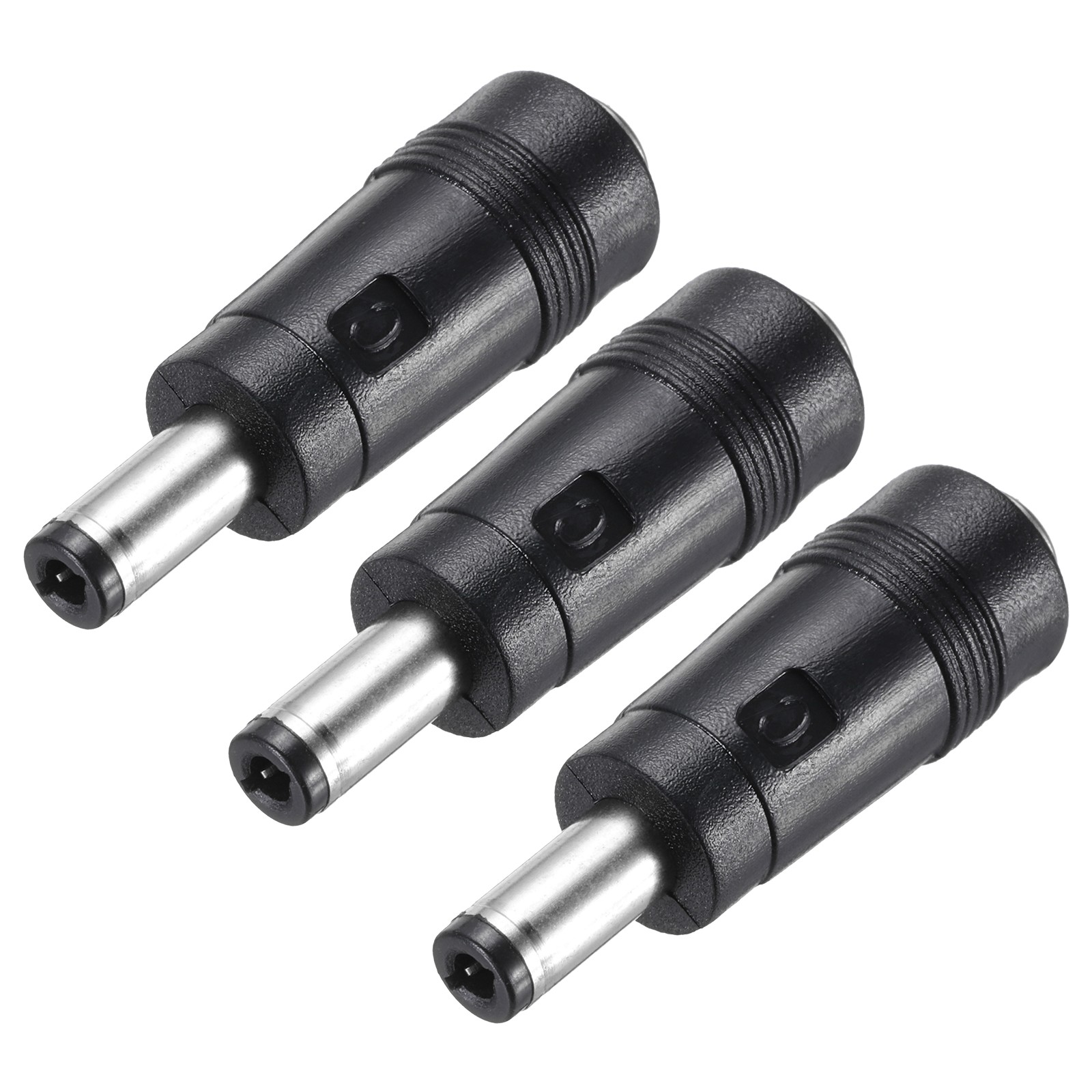 3Pcs DC Adapter Black Straight F/M 5.5x2.1mm to 5.5x2.5mm with 1.57" Wire