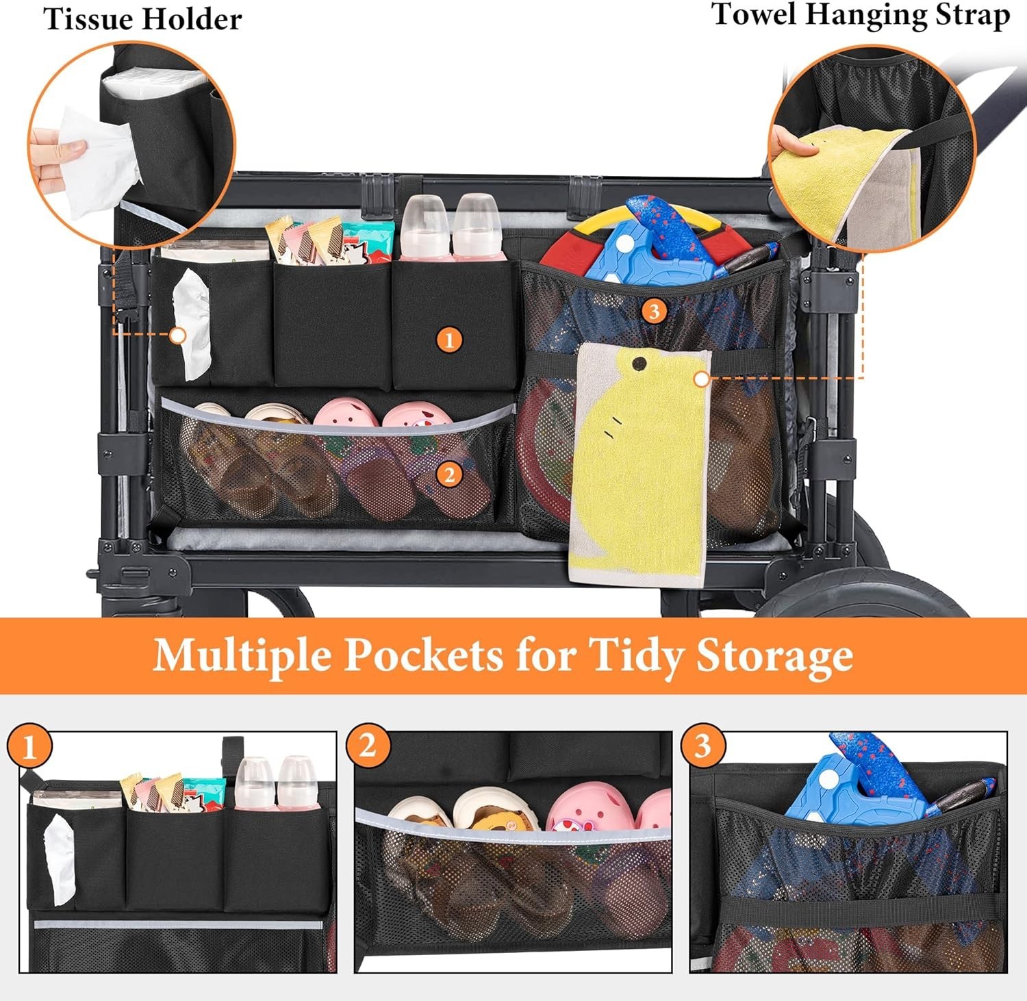 Stroller Wagon Cargo Net - Compatible with Wonderfold & Keenz Models, Black