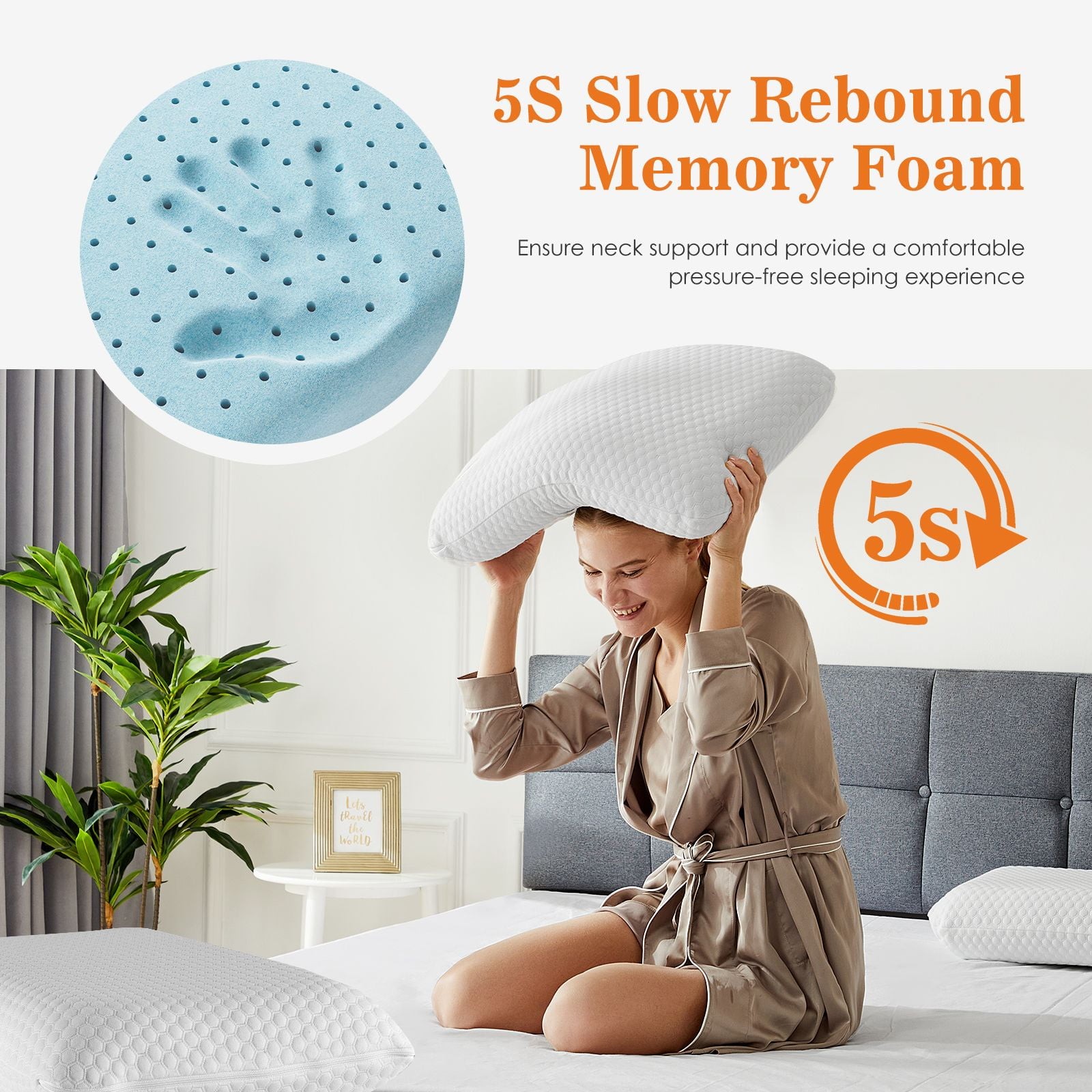 Memory Foam Pillow Standard Size, Soft Comfortable Bed Pillow 1 Pack
