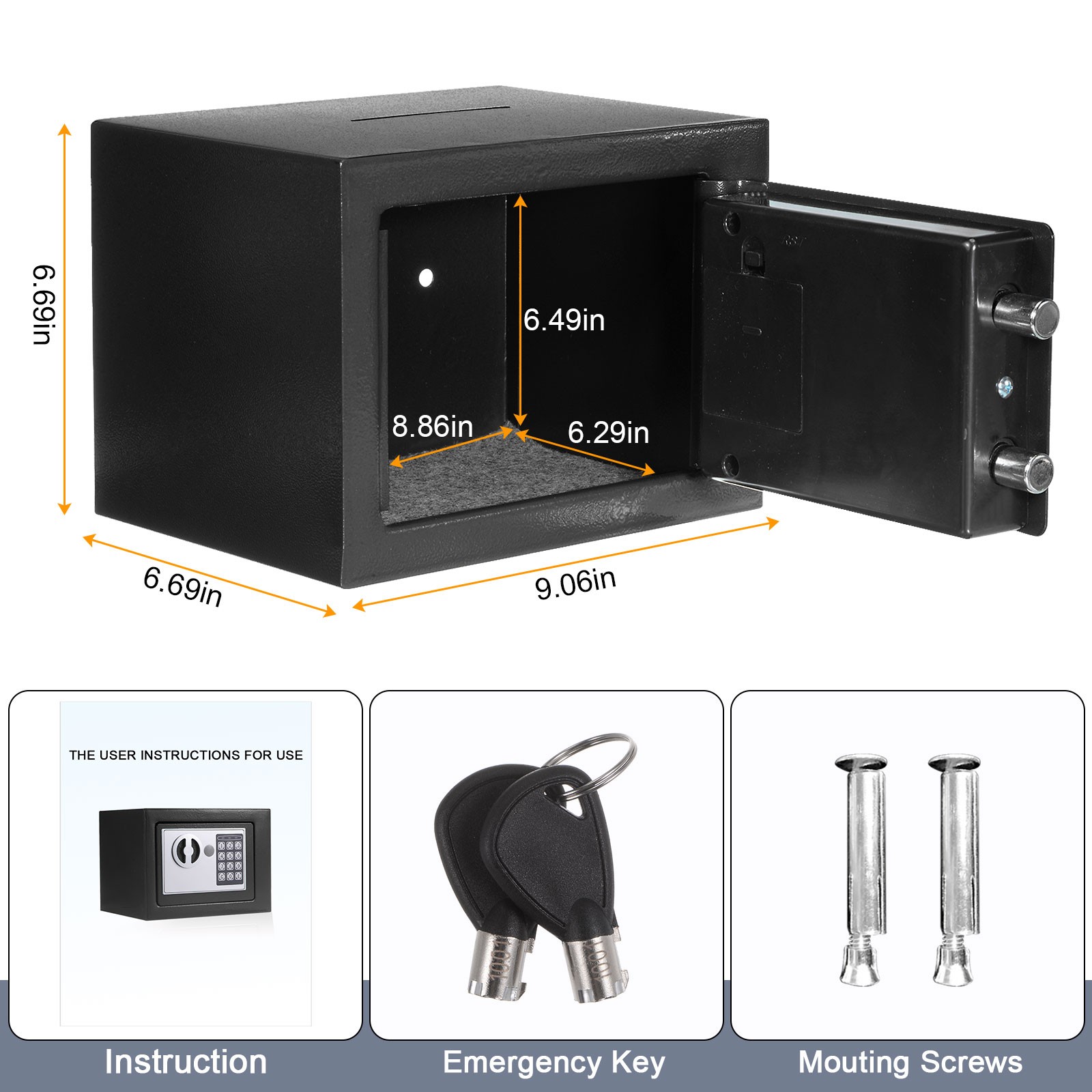 Small Safe Box Digital Electronic Security Safe Box for Home Black