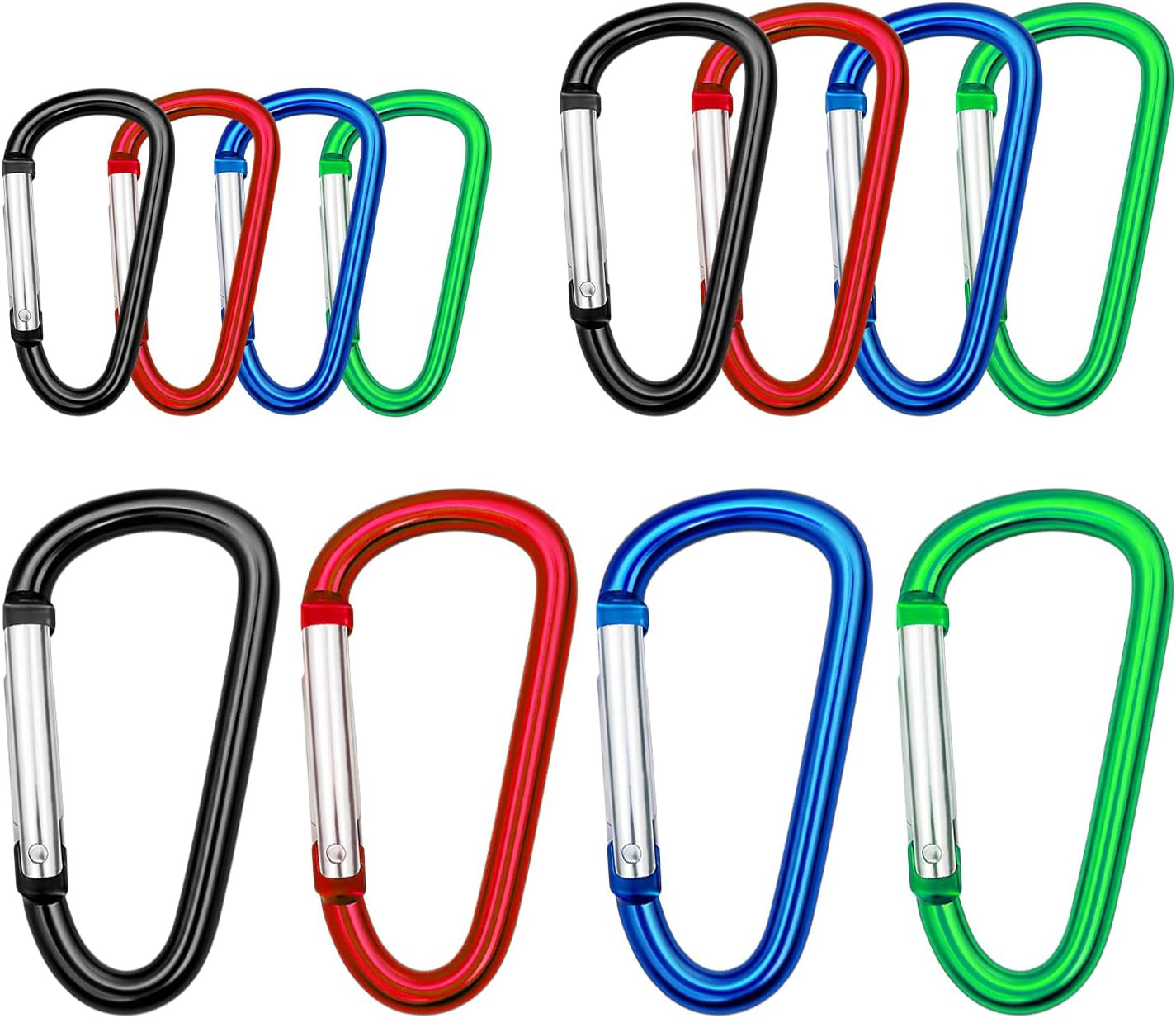 Carabiner Clip Multi Size Pack, Aluminum Carabiner Includes Small 2 Inch Carbine