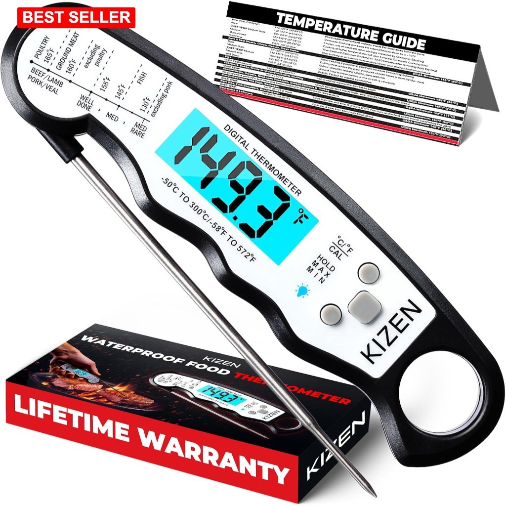 Digital Meat Thermometer 6.2 Inch Waterproof Fast Read Large Display Kitchen