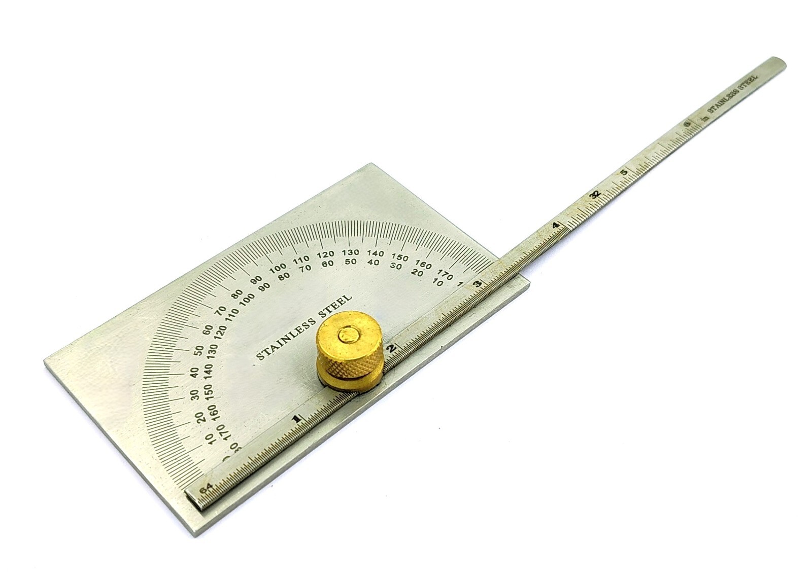 Stainless Steel Square Head Degree Protractor cum Depth Protractor 0-180 degrees