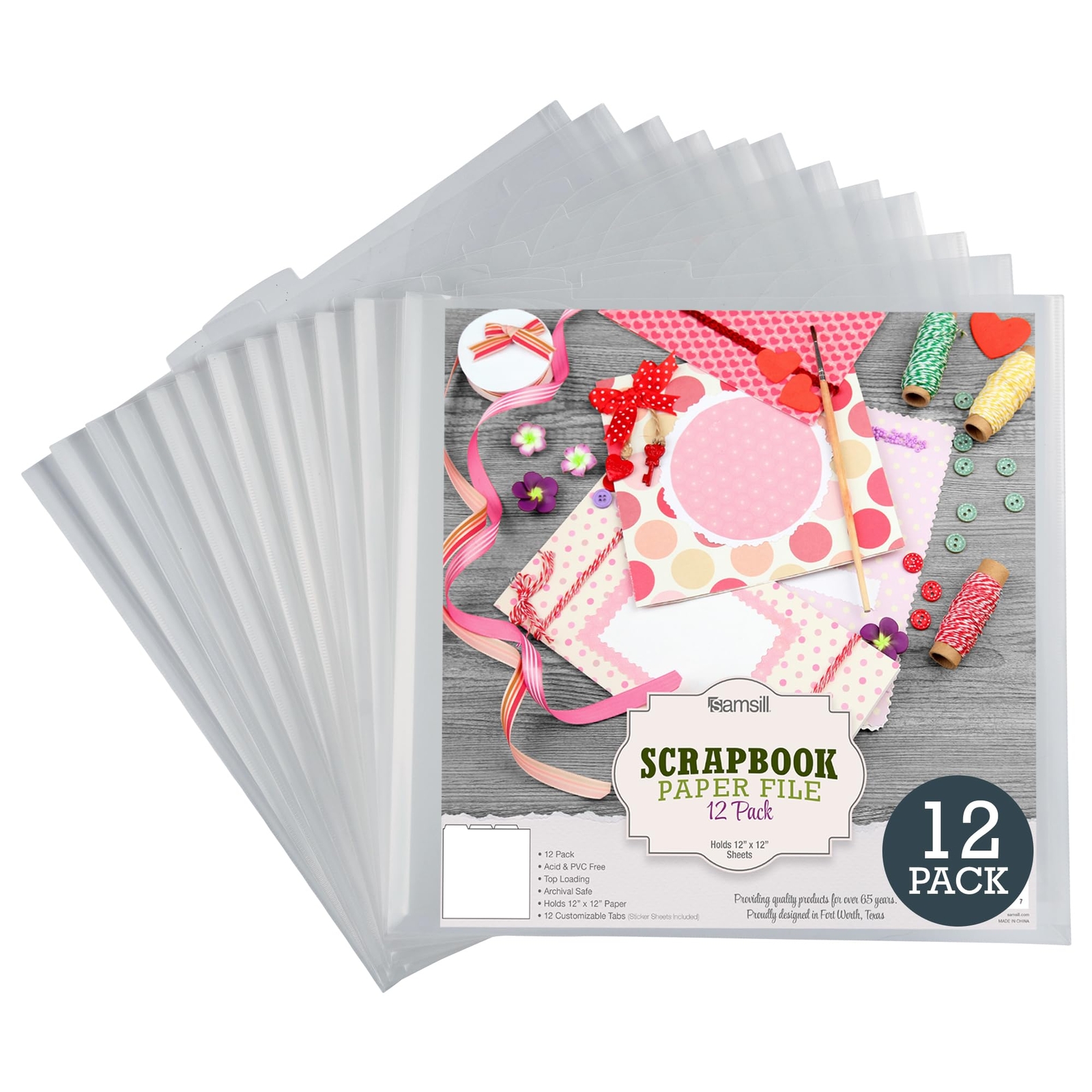 Scrapbook Storage Organizer Folders 12x12 Inch, 12 Pack, Paper Files with Cus...