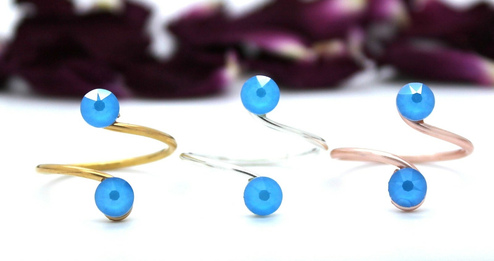 Premium Range Adjustable Toe Rings made with Electric Blue Swarovski Elements