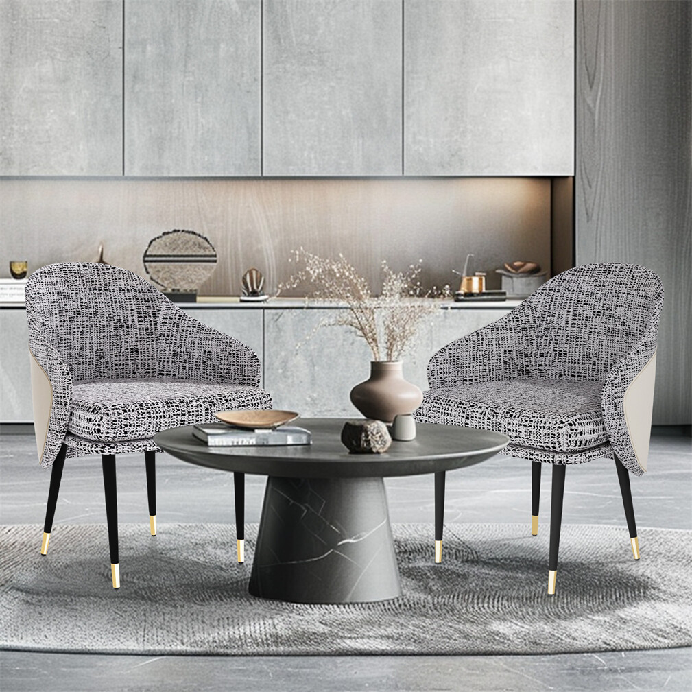 2PCS Soft Wider Dining Chairs Kitchen Dining Room Armchairs Thick Sponge Padded