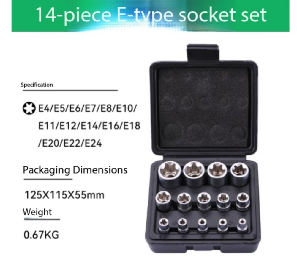 10 Piece Multi-Tooth Socket M4-M18 Chrome Vanadium Steel Socket Bit Set