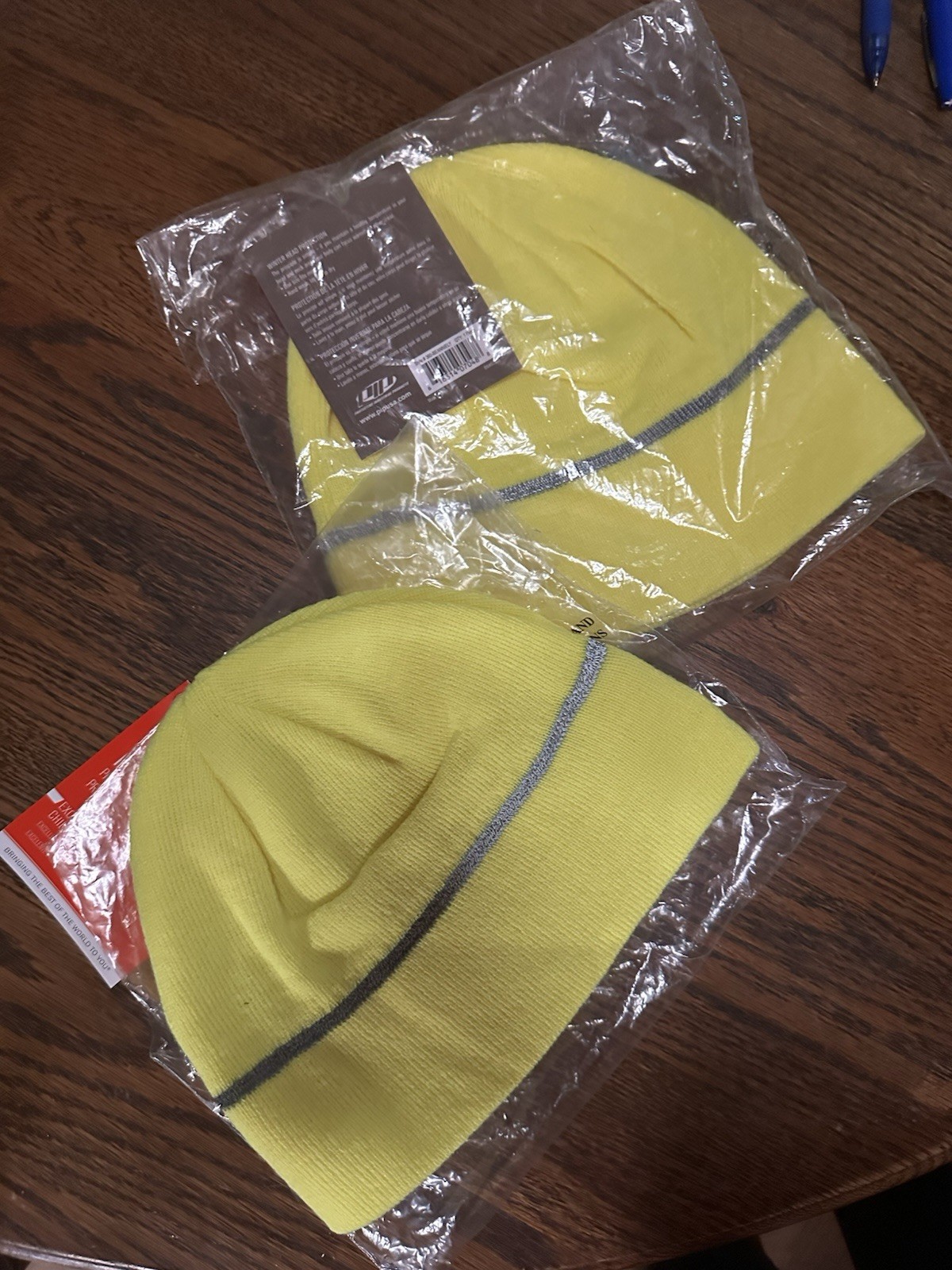 2 Winter Head Protection Safety Beanie Neon Yellow New One Size