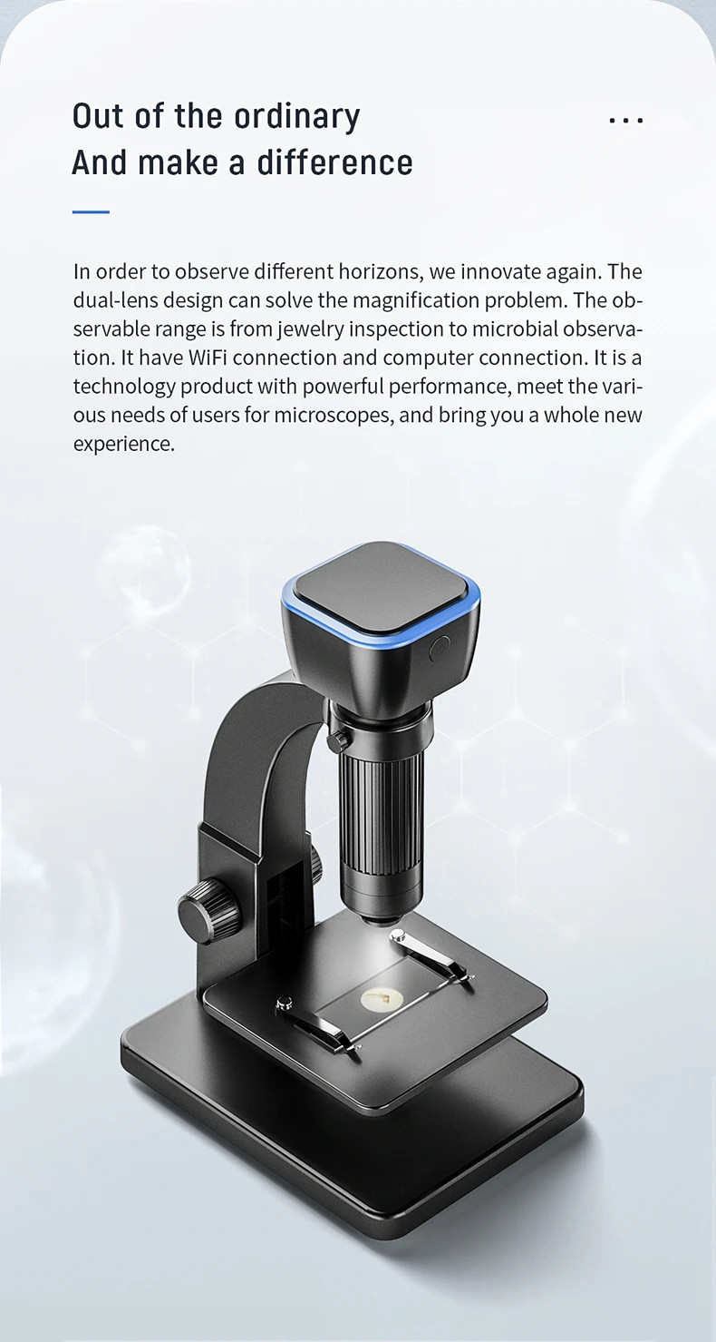 2000X Dual Lens WiFi Digital Microscope 10 LED Support Android IOS USB Computer