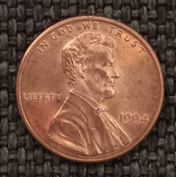 1994 P Lincoln penny, actual coin in picture, free shipping.