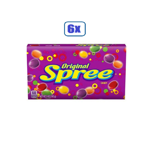 6x Packs Wonka Spree Original Hard Candy, Theater Candy Boxes - 5oz Each