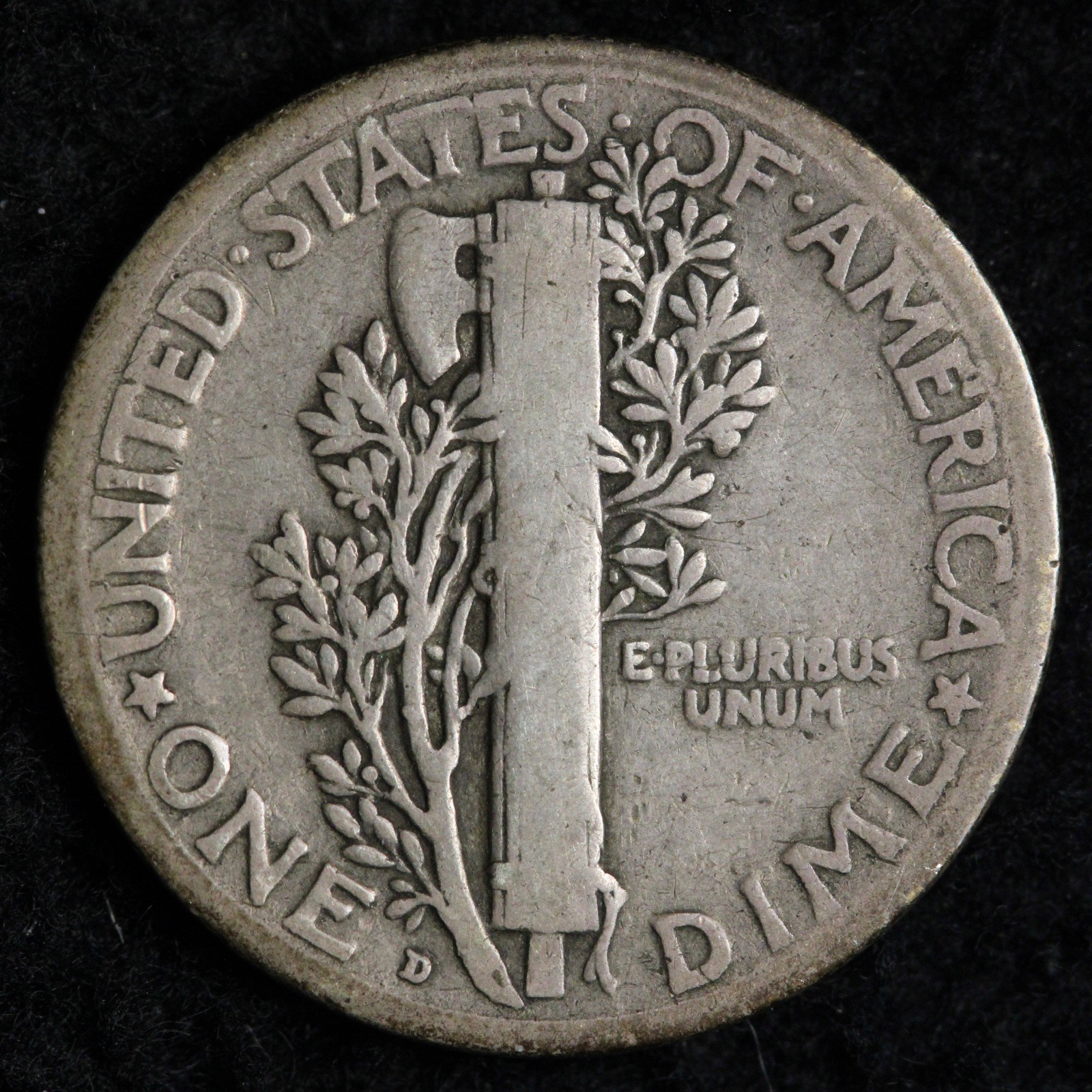 1921-D Mercury Silver Dime FINE VF E297 WALT