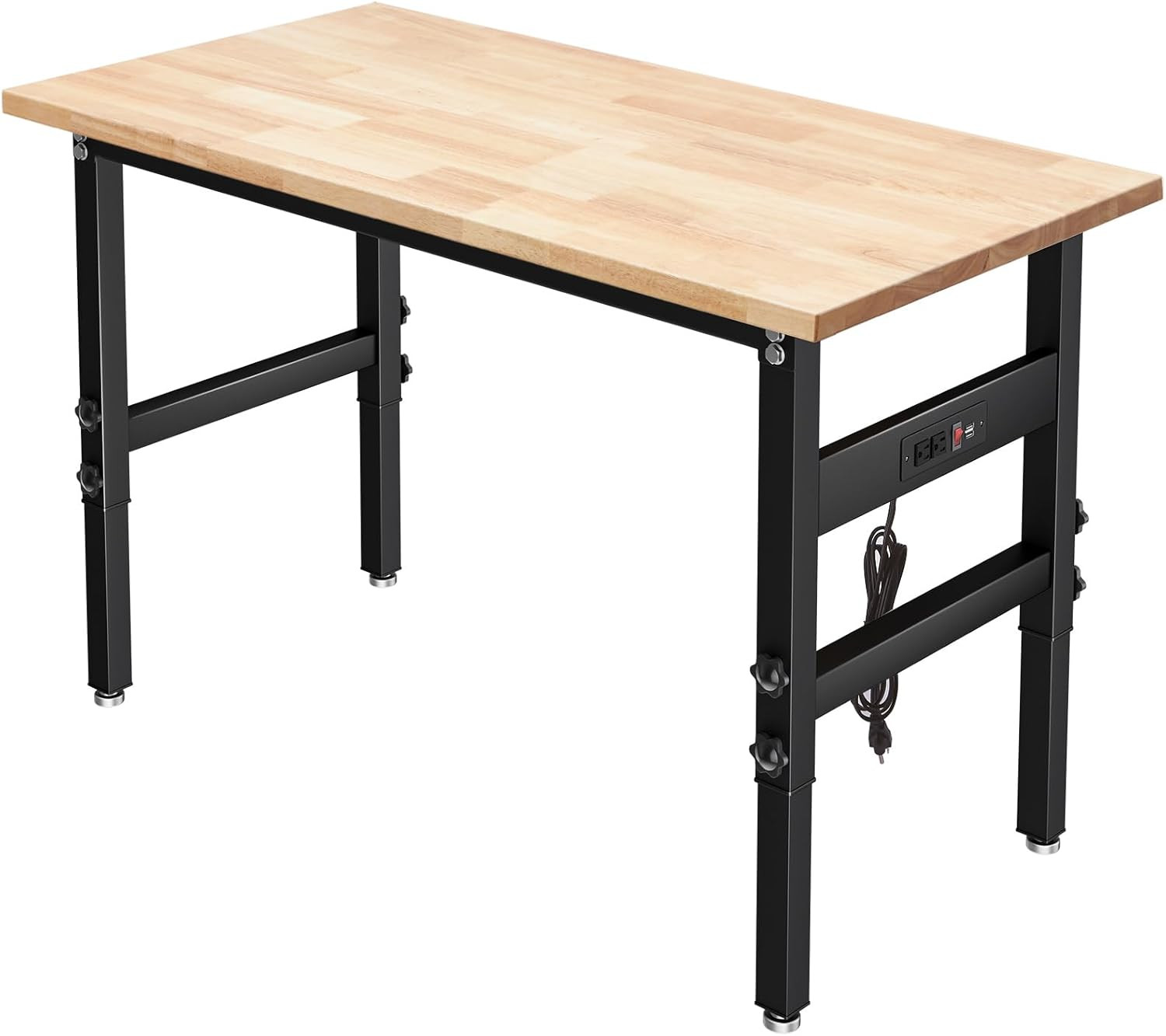 48" Adjustable Work Bench Garage Workbench with Power Outlets, 2200 Lbs Capacity