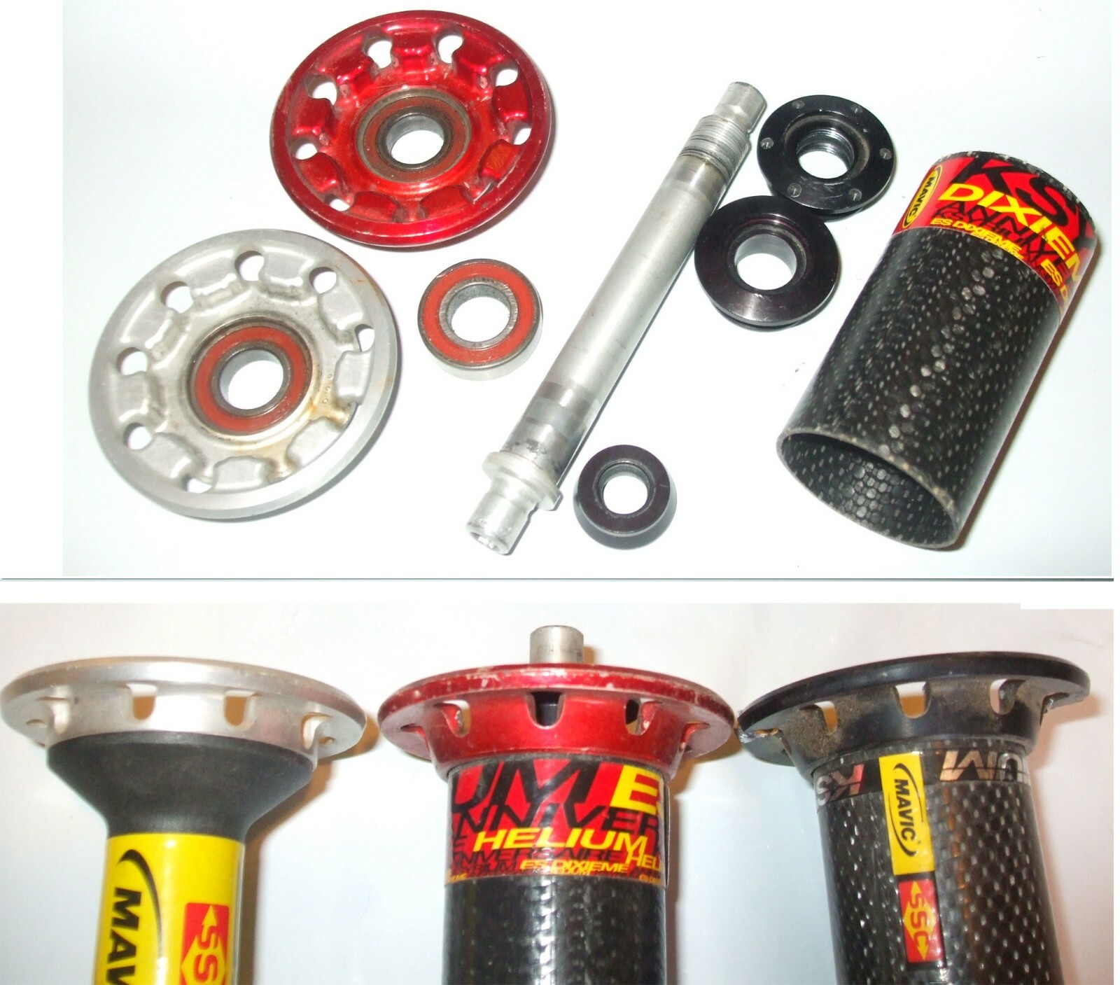 Mavic Ksyrium FRONT Hub Parts / Axle, Caps, Flange, Bearing (Ksyrium SL and ES)