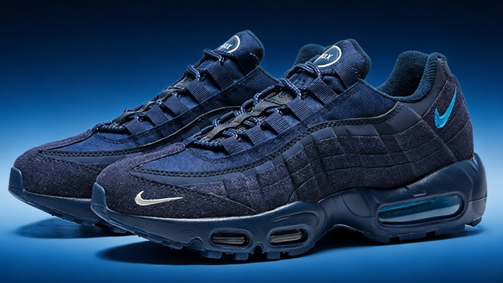 Mens Free Shipping Nike Air Max 95 OG Navy Blue Retro Air Cushion Sneakers