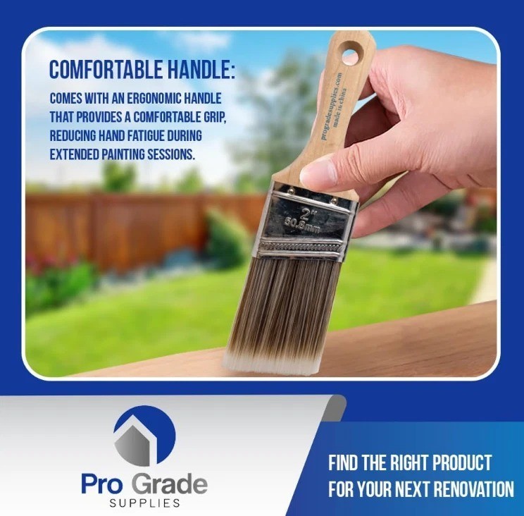 Pro Grade, Paint Brushes, 5-Piece, Paint Brush Set: Flat & Angle Brushes for ...