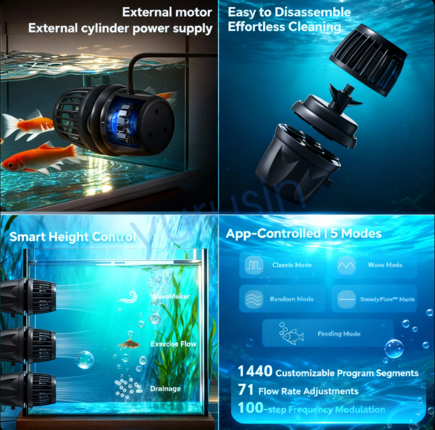 2026 Newest Jebao Jecod DMP45 Wave Maker Aquarium Pump Bluetooth App Controller