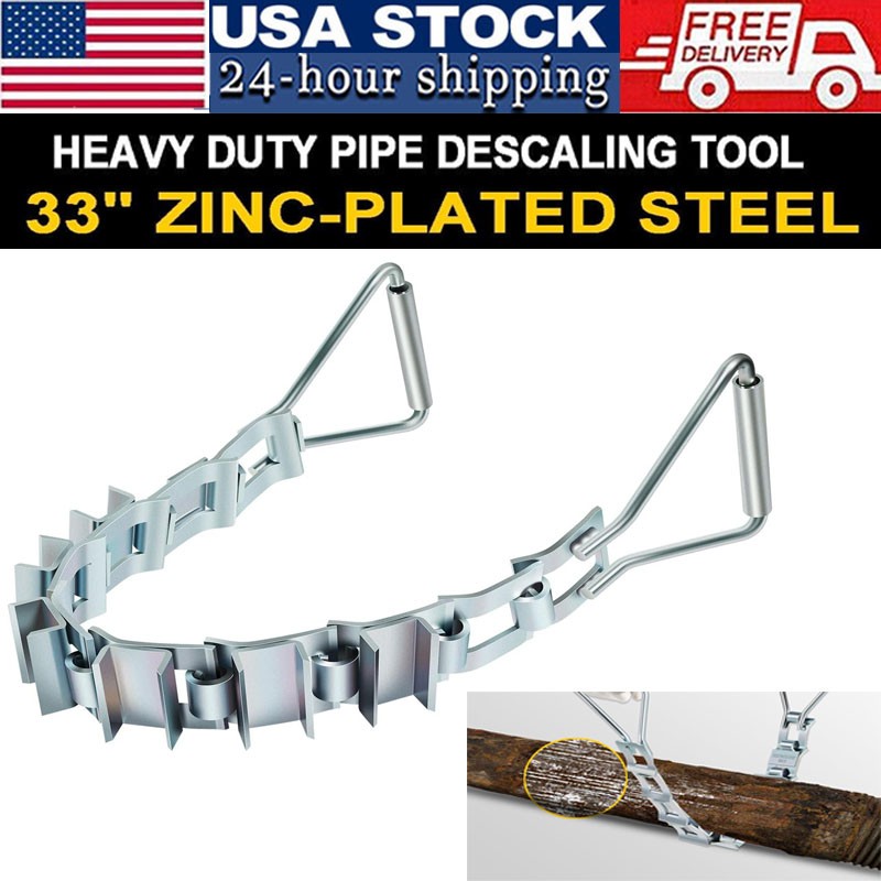 Tool DS12 Steel Pipe Descaler 33 Inch Zinc-Plated Scale Remover 3" to 12" Pipes