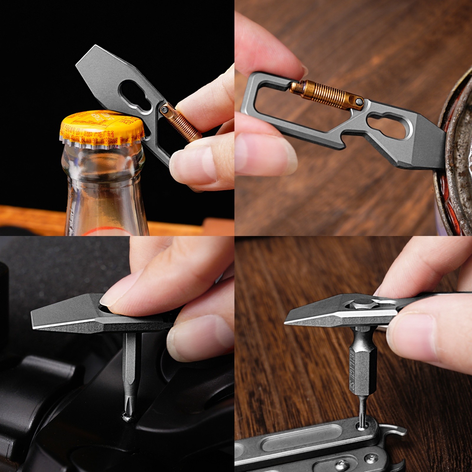 Titanium Alloy EDC Mini Pry Bar Keychain Multi Function Tool Portable