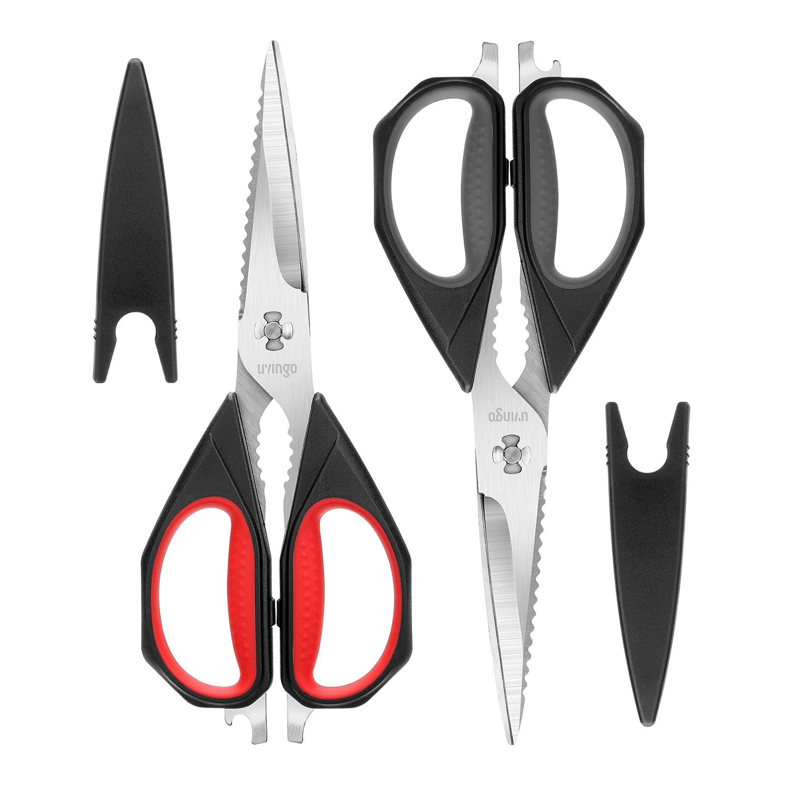 LIVINGO Kitchen Scissors, 2 Pack 9.25" Utility All Purpose 9.25 inches, Red