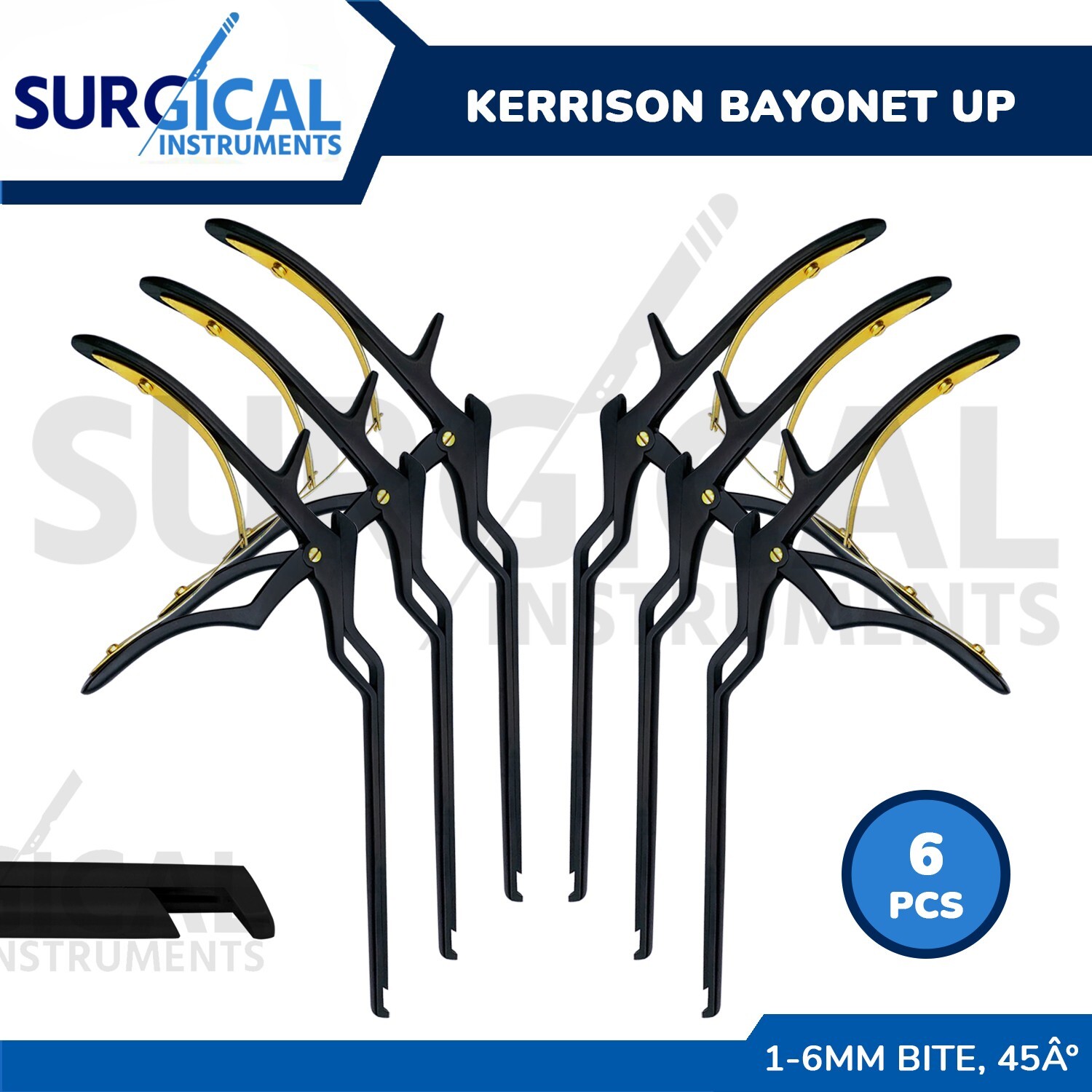 6 Kerrison Rongeurs Bayonet Angled 1,2,3,4,5,6 MM Bite 45 Degree Angled German G
