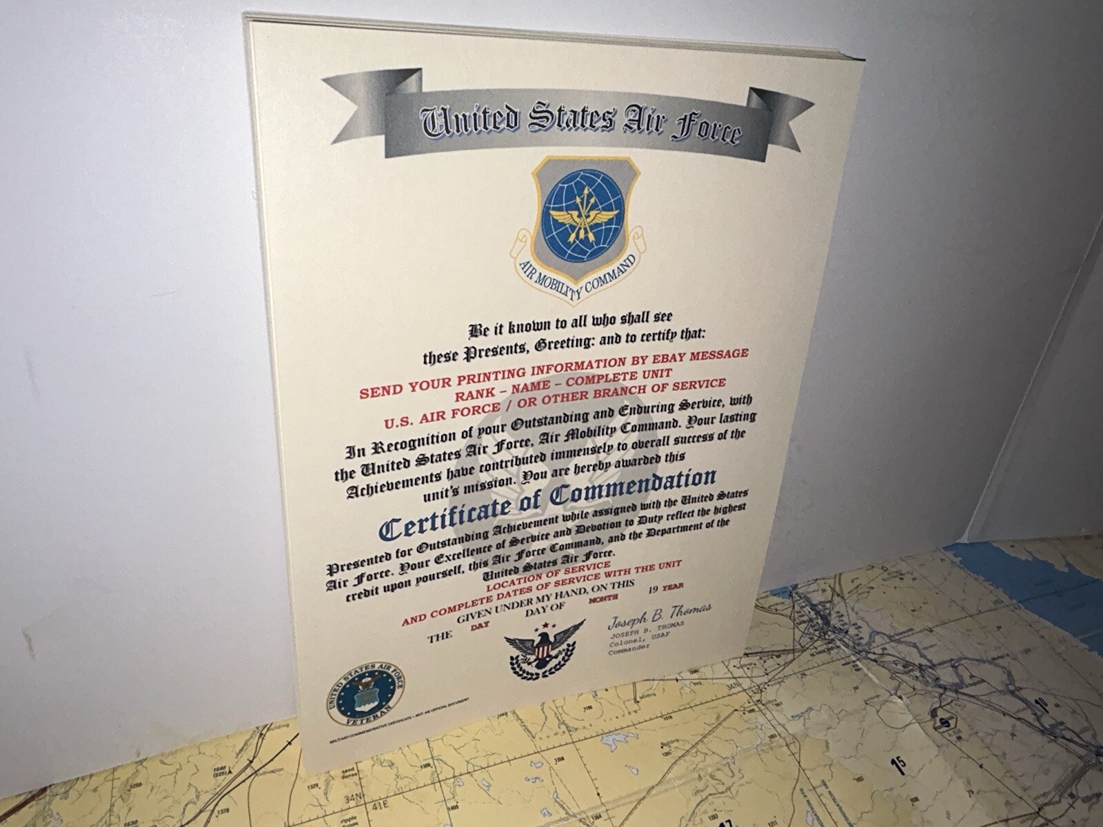 U.S.A.F. / U.S. AIR FORCE AIR MOBILITY COMMAND - CERTIFICATE OF COMMENDATION
