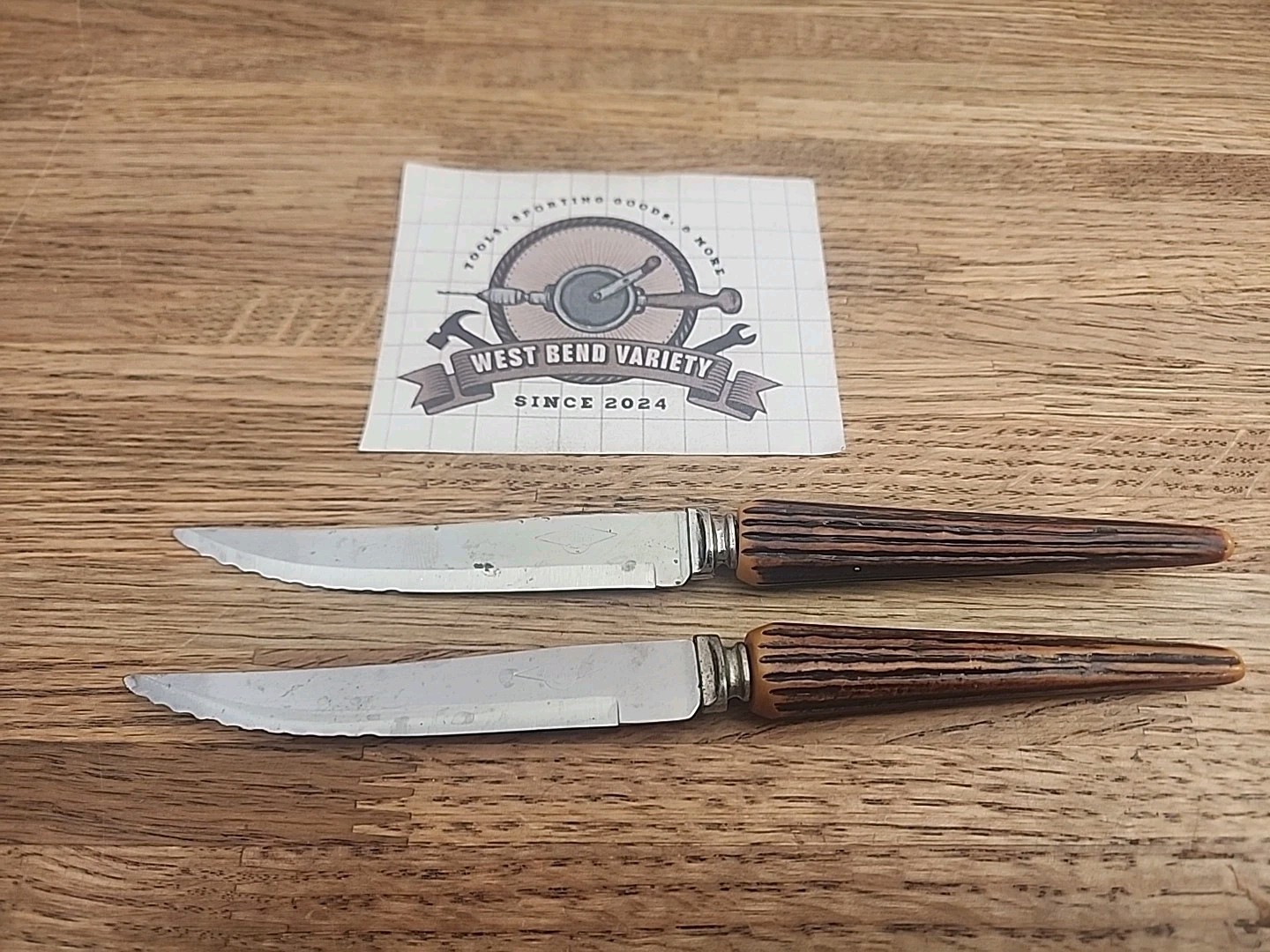 Master All Stainless Steak Knives, Plastic Faux Antler Handles