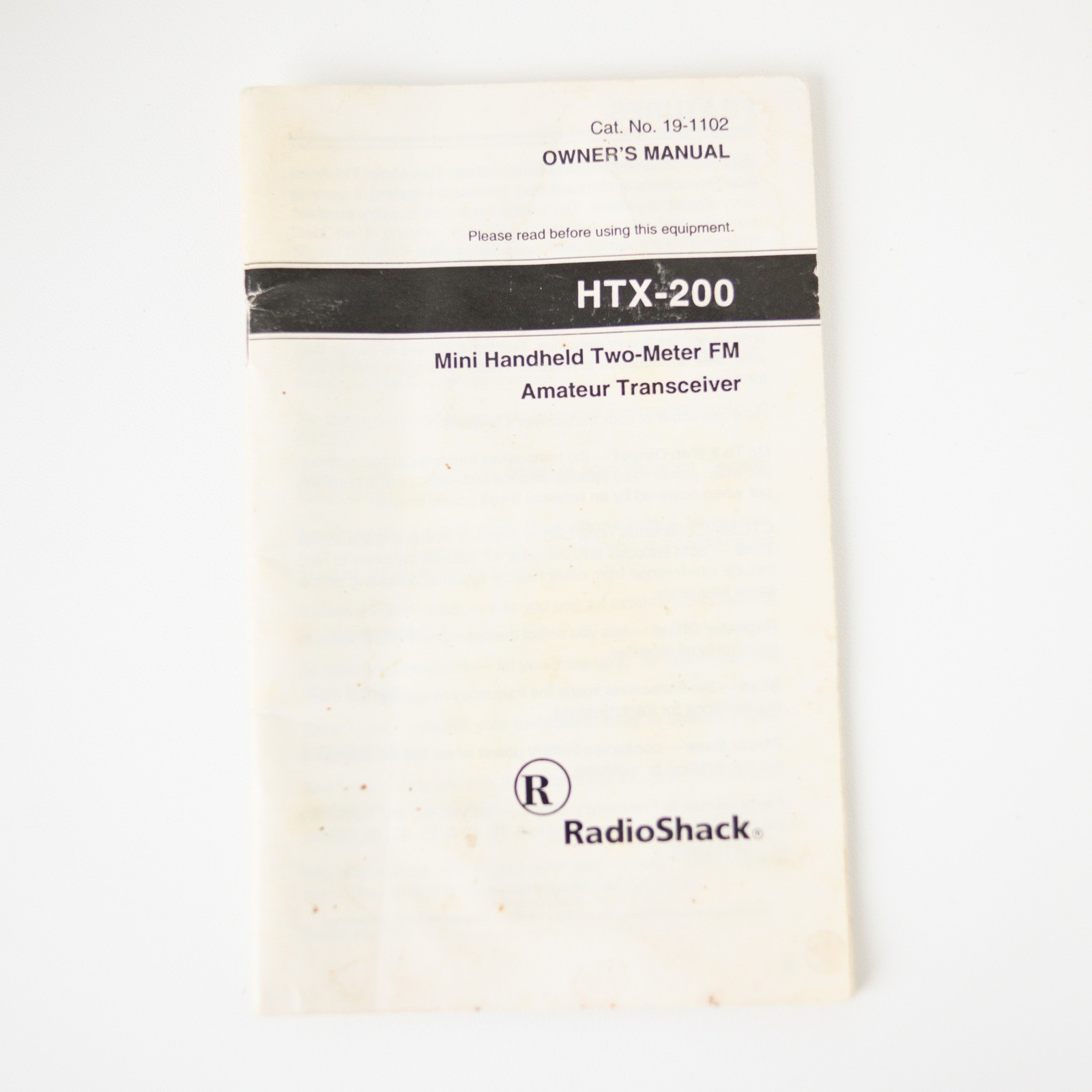 RadioShack HTX-200 19-1102 2M VHF Ham Radio Transceiver MANUAL ONLY