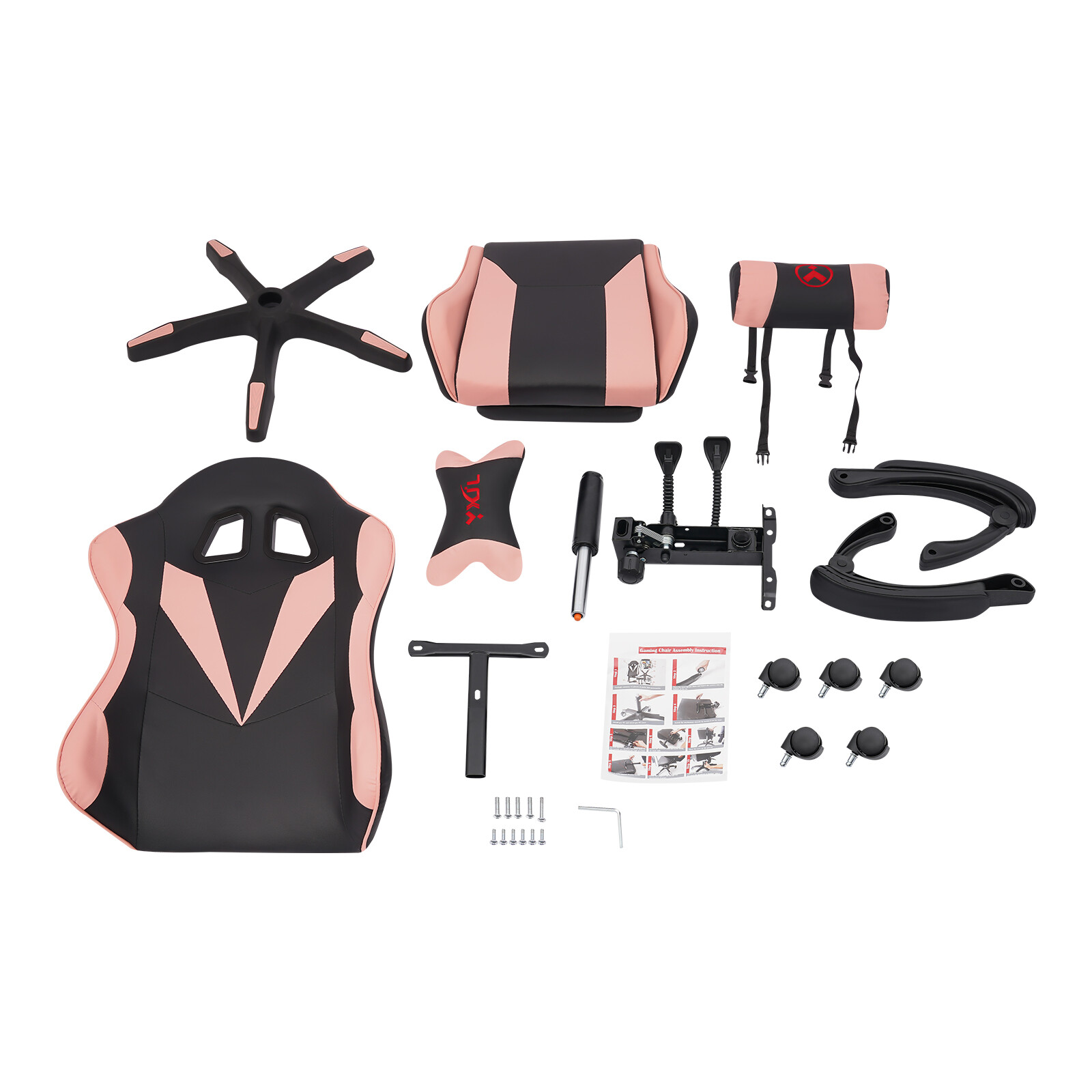Pink Gaming Chair Adjustable Swivel Task Chair Ergonomic Computer Chair w/ Wheel