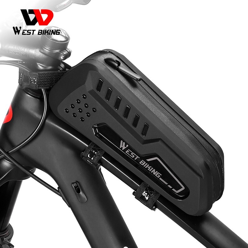 WEST BIKING Waterproof Hard Shell Bicycle Bag MTB Road Bike Frame Bag Black 1.5L